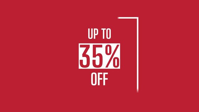 Hot sale up to 35% off 4k video motion graphic animation. Royalty free stock footage. Seamless deal offer promo banner.