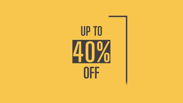 Hot sale up to 40% off 4k video motion graphic animation. Royalty free stock footage. Seamless deal offer promo banner.