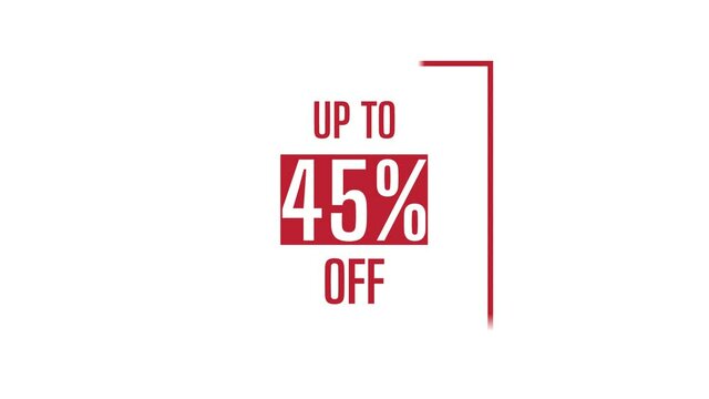 Hot sale up to 45% off 4k video motion graphic animation. Royalty free stock footage. Seamless deal offer promo banner.