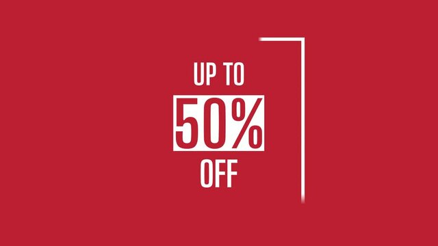 Hot sale up to 50% off 4k video motion graphic animation. Royalty free stock footage. Seamless deal offer promo banner.