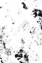 Abstract drops and smears of black acrylic paint isolated on a white background.