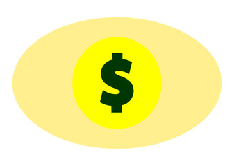 Dollar sign in eye icon. Outline dollar sign in eye vector icon for web design isolated on white background
