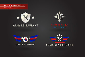 Army or Soldier Restaurant Logo Set Template