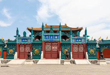 Lingxing Gate in front of restored Prince's Palace, initially built in 14th century for prince of Dai, Zhu Gui in early Ming Dynasty, Datong Old City, Shanxi, China.