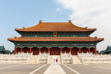 Chengyun or Luck Receiving Hall in restored Prince's Palace, initially built in 14th century for prince of Dai, Zhu Gui in early Ming Dynasty, Datong Old City, Shanxi, China.