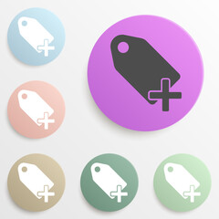 plus tag badge color set. Simple glyph, flat vector of web icons for ui and ux, website or mobile application