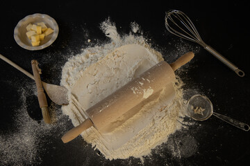 preparing the dough for baking