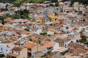 Fototapeta na wymiar Mediterranean village Capdepera in Northeast of the Balearic island Mallorca, Spain, aerial view 