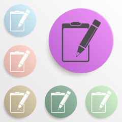 paper tablet and pencil badge color set. Simple glyph, flat vector of web icons for ui and ux, website or mobile application