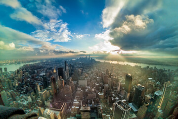 New York City landscape at sunset