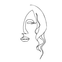 Line art portrait of a girl for the beauty industry