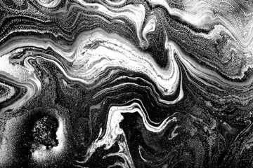 Marbled black and white pattern. Abstract monochrome background