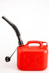 Fototapeta premium red gasoline jerrycan on white background