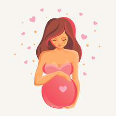 Obraz na płótnie Canvas pregnant woman stylized vector symbol, colorful logo template