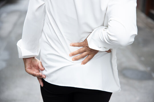 sick old asian senior woman suffering from pelvic pain, hip stiffness, gout, rheumatoid, osteoporosis - Powered by Adobe