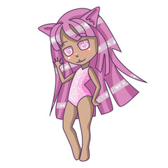 Cute girl says Hello, sticker