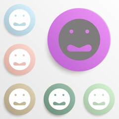 Sad face badge color set. Simple glyph, flat vector of web icons for ui and ux, website or mobile application