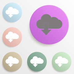 Download from cloud badge color set. Simple glyph, flat vector of web icons for ui and ux, website or mobile application