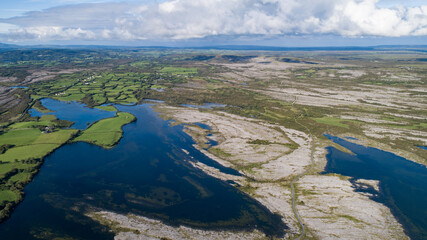 scenic rocky landscape of the burren national park in county clare, ireland,