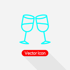 Clinking Glasses Icon, Wineglass Icon Vector Illustration Eps10