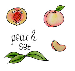Delicious peaches in a set