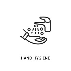 Hand gygiene line flat icon. Hand washing symbol