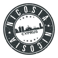 Nicosia Cyprus Round Stamp Icon Skyline City Design Badge Rubber.