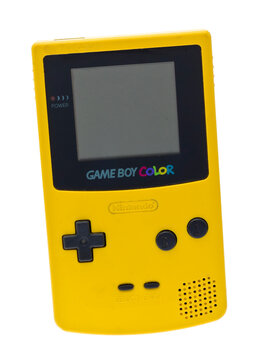 London, England - December 31, 2012 Nintendo Game Boy Colour, Handheld video game device, First introduced in 1989. 