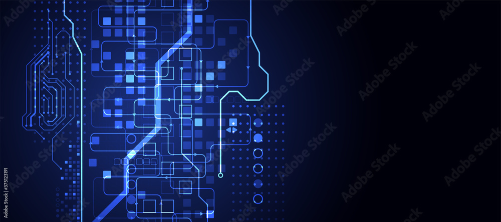 Wall mural abstract technology concept. circuit board, high computer color background. vector illustration with