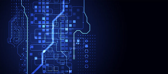 Abstract technology concept. Circuit board, high computer color background. Vector illustration with space for content, web - template, business tech presentation.