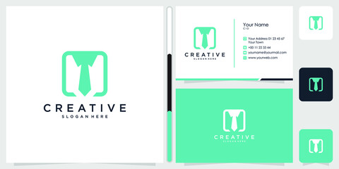 tie logo design symbol icon template business card Vector Premium