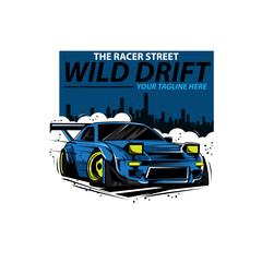 blue car on the street city © yusuf