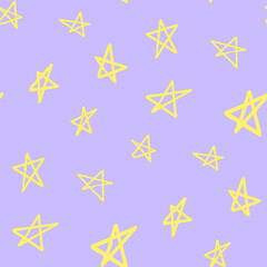 Obraz premium Seamless pattern of cute cartoon stars, doodle vector drawing