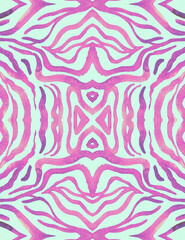 Seamless Zebra Background. Blue African Print. 