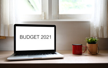 Fototapeta premium BUDGET 2021 Business Concept,word on Computer screen