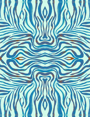 Seamless Zebra Background. Blue African Pattern. 