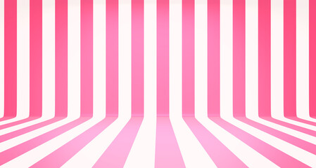 Pink stripes background. Geometric striped vintage pattern. Retro pink lines on fabric. Decorative background. 3D rendering