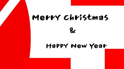Merry Christmas words and happy new year text on a white and red background.