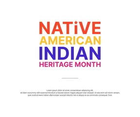 Native American Indian Heritage Month - November - square banner with colorful text on white background. Building bridges of understanding and friendship with Native people and honoring their culture