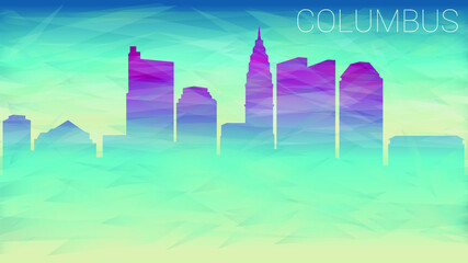 Columbus Ohio City USA. Broken Glass Abstract Geometric Dynamic Textured. Banner Background. Colorful Shape Composition.