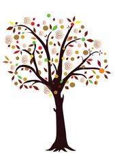 Obraz na płótnie Canvas Abstract symbolic tree with autumn colors in the month of November. Vector format. Illustration with Autumn colorful tree, object isolated.