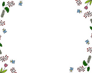 frame with flowers and butterflies