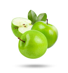 geen apple on white background