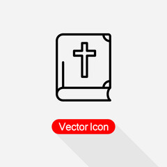 Fototapeta premium Holy Bible With Cross Icon Vector Illustration Eps10
