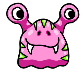 Adorable Stylized Funny Pink Snail Monster