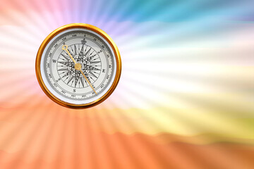 round compass on abstract background as symbol of tourism with compass, travel with compass and outdoor activities with compass