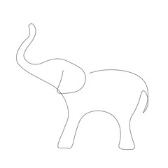 Elephant animal silhouette line drawing. Vector illustration