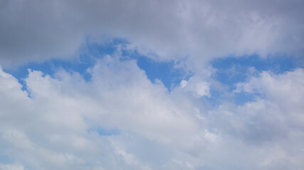 Blue sky with big white clouds. panorama