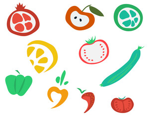 set of fruits and vegetables 