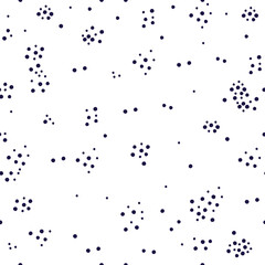 Seamless pattern with dark blue spots. Monochrome print. Vector hand drawn illustration.